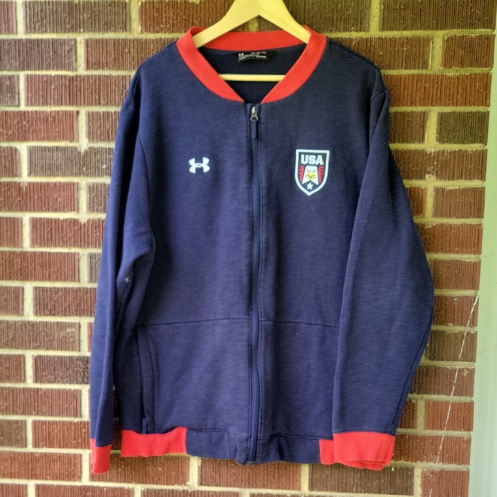 Under Armour Navy and Red USA Zip-Up Jacket 3XL